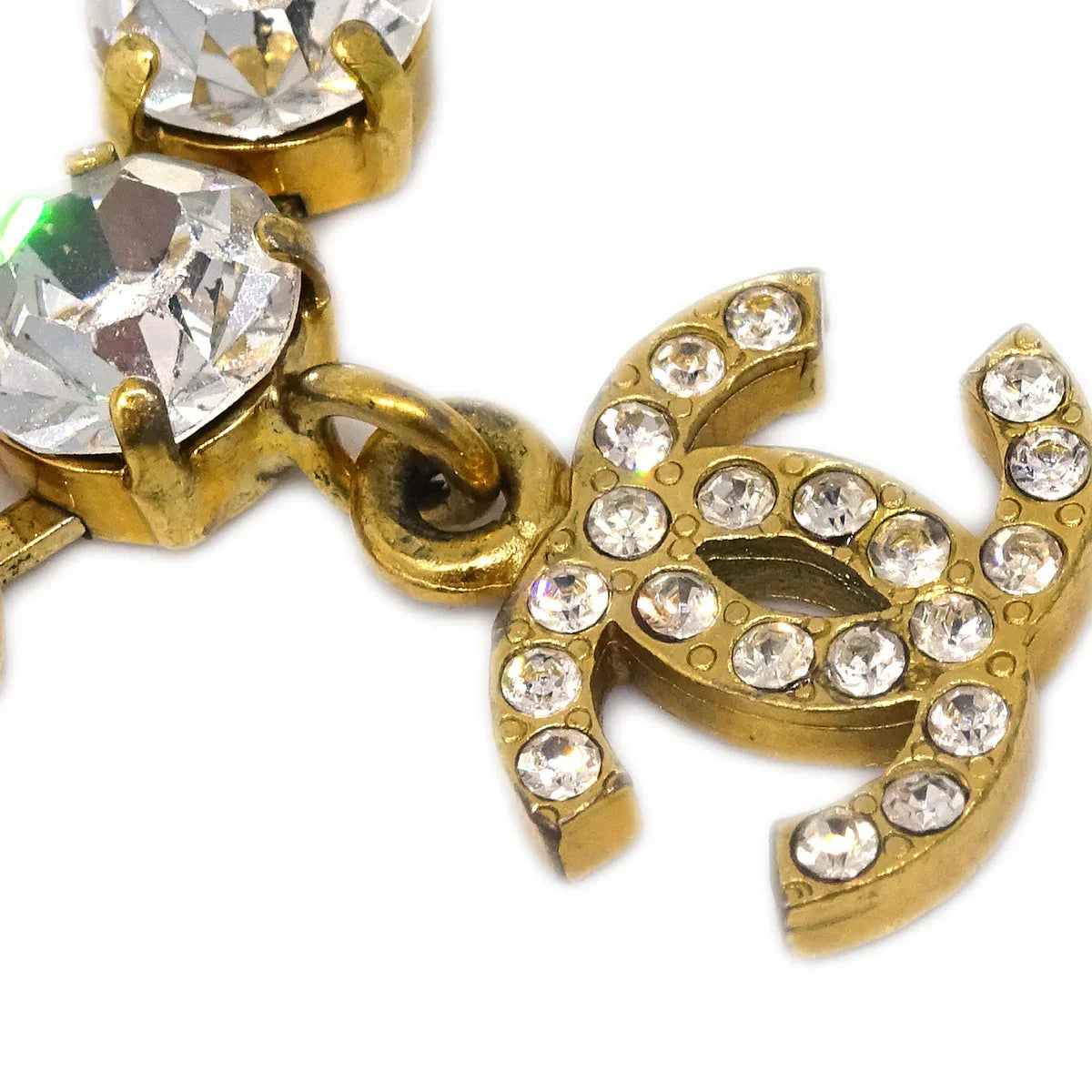 Chanel Rhinestone Bracelet Gold 96P