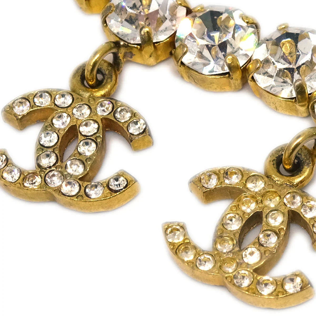 Chanel Rhinestone Bracelet Gold 96P