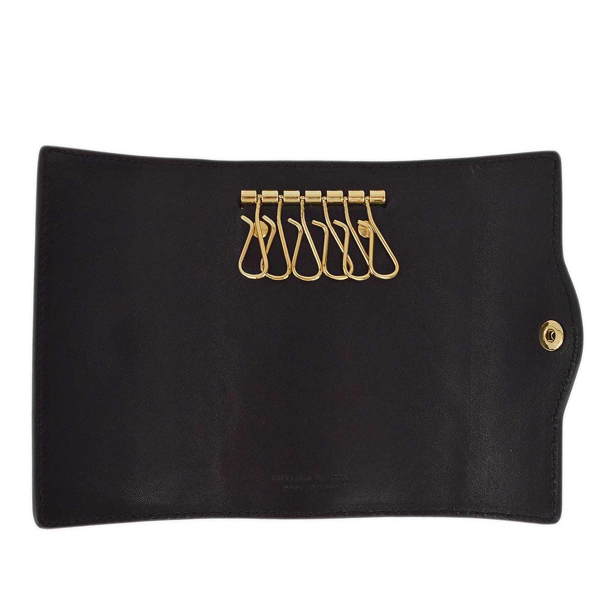 Bottega Veneta Intrecciato Key Case Black Small Good