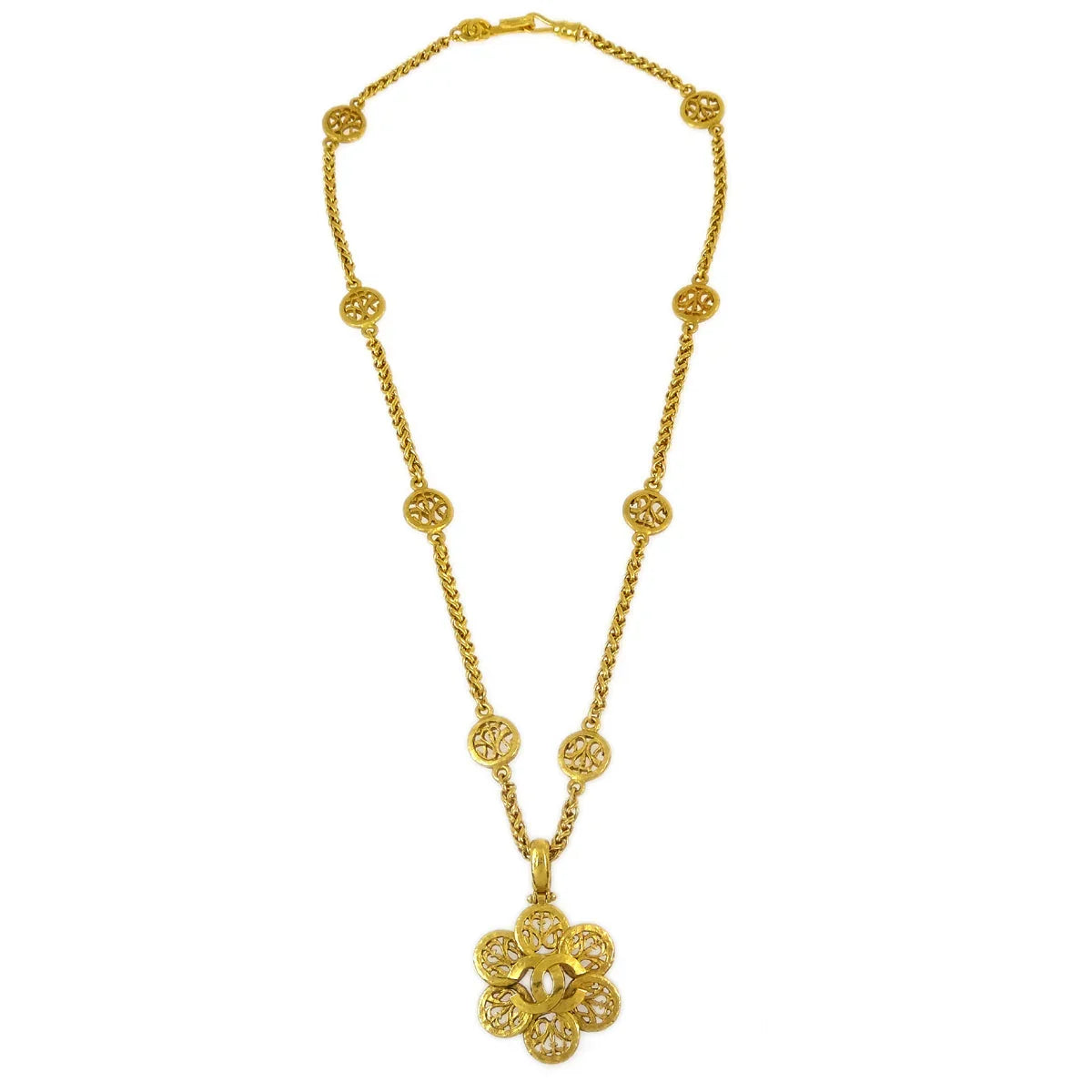 Chanel Gold Pendant Necklace 95A