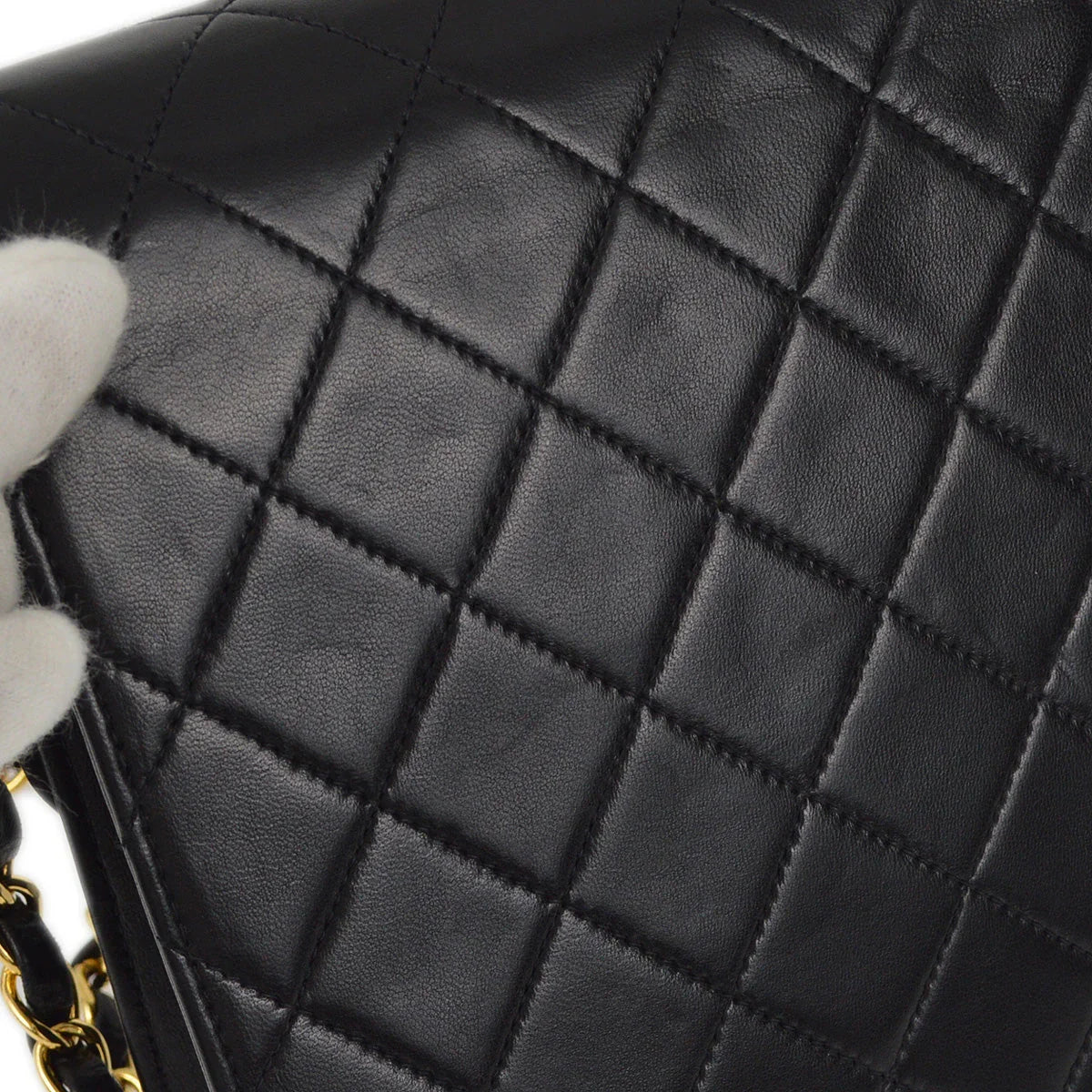 Chanel 2001-2003 Black Lambskin Turnlock Small Half Flap Shoulder Bag