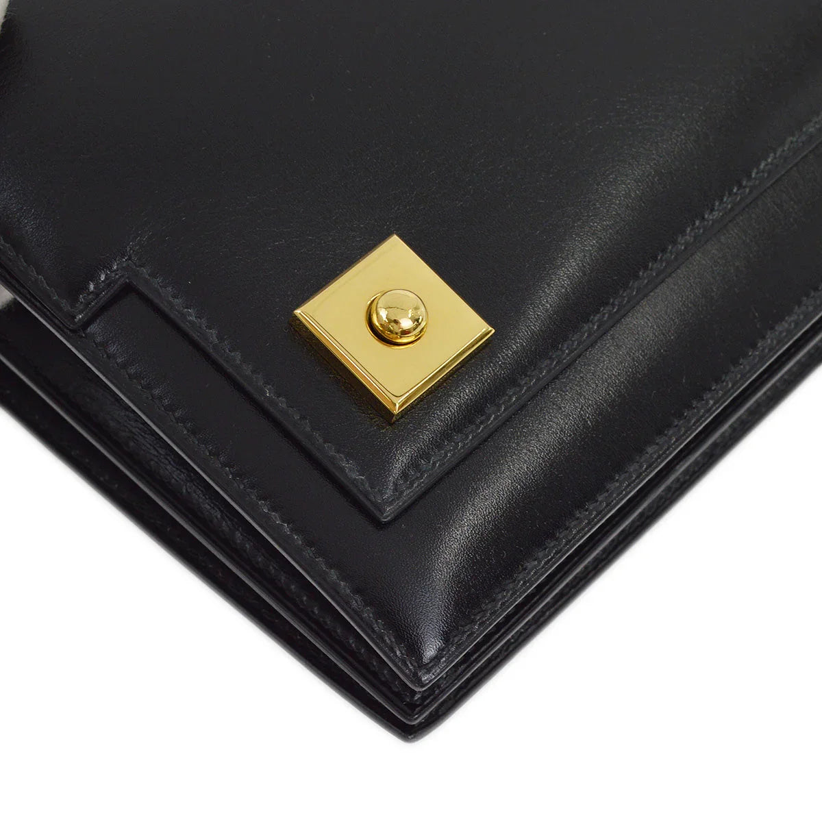 Hermes 1991 Black Box Calf Piano Handbag