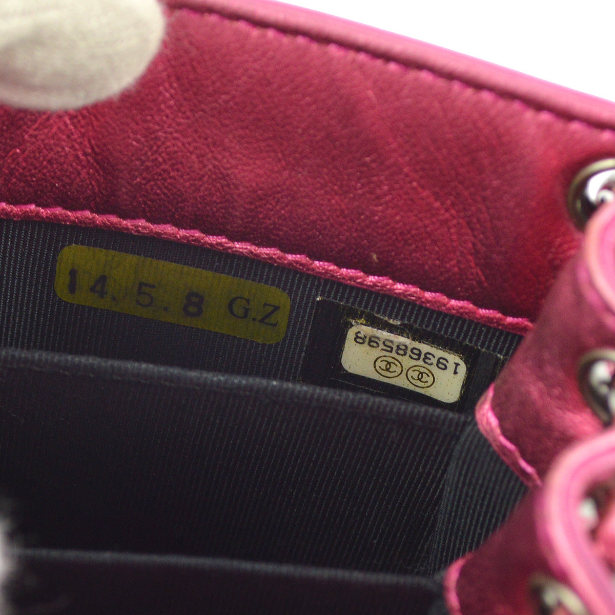 Chanel 2014 Pink Patent Leather Chain Pochette Shoulder Bag