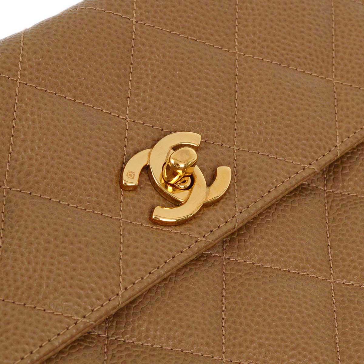 Chanel 1996-1997 Brown Caviar Straight Flap Shoulder Bag