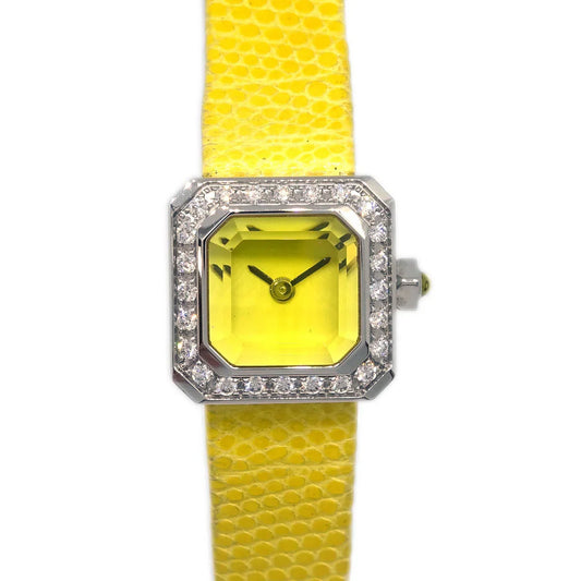 Corum * Sugar Cube Ref.137.425.47 Quartz Watch SS Diamond Yellow