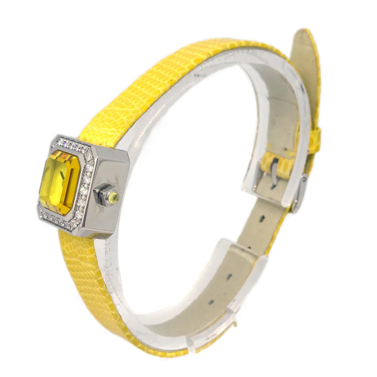 Corum * Sugar Cube Ref.137.425.47 Quartz Watch SS Diamond Yellow