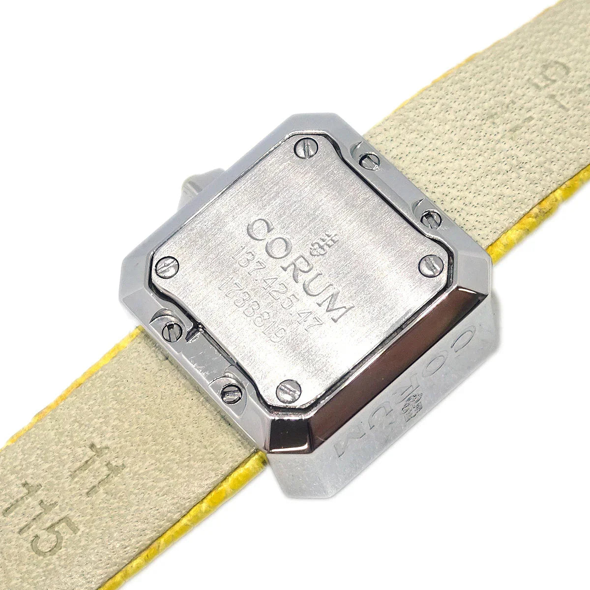 Corum * Sugar Cube Ref.137.425.47 Quartz Watch SS Diamond Yellow