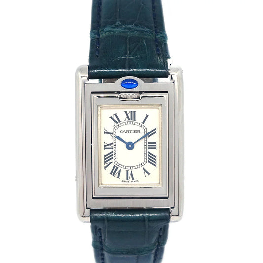 Cartier * Tank Basculante Quartz Watch SS Green