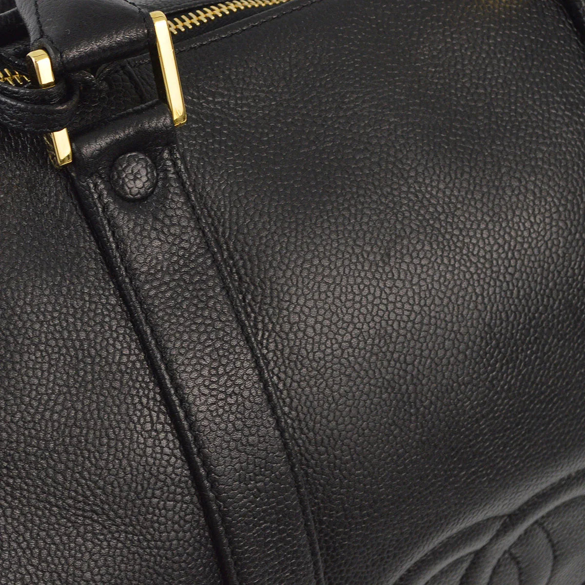 Chanel 1997-1999 Black Caviar 2way Duffle Shoulder Handbag