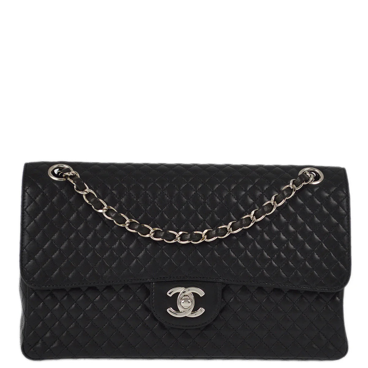 Chanel 1996-1997 Black Lambskin Medium Classic Single Flap Shoulder Bag