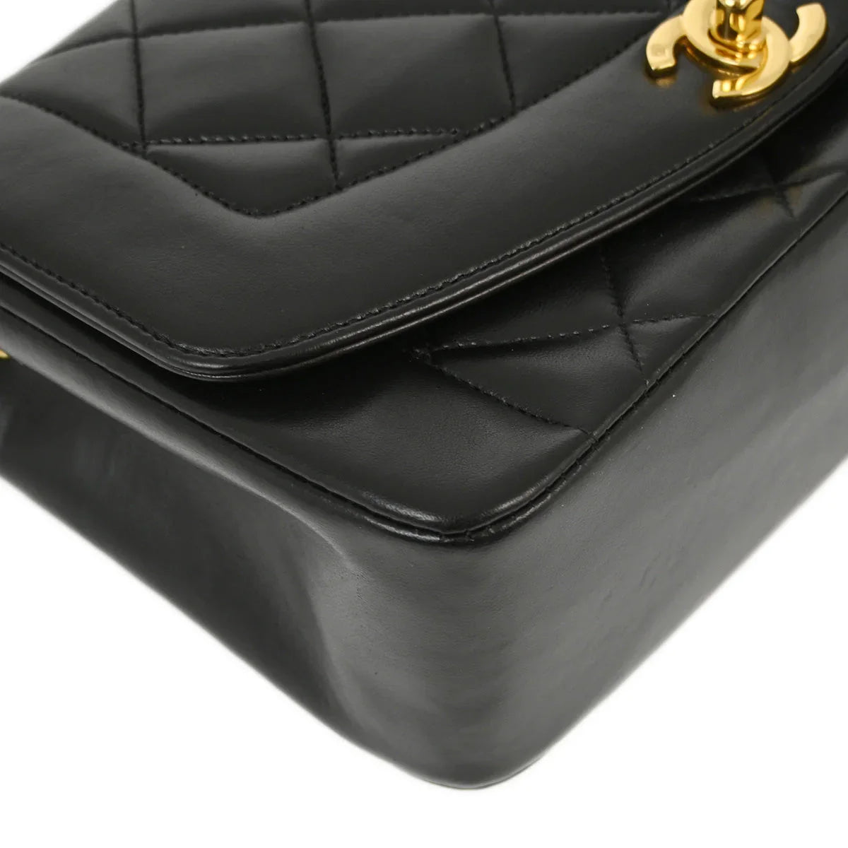 Chanel 1994-1996 Black Lambskin Small Diana Shoulder Bag