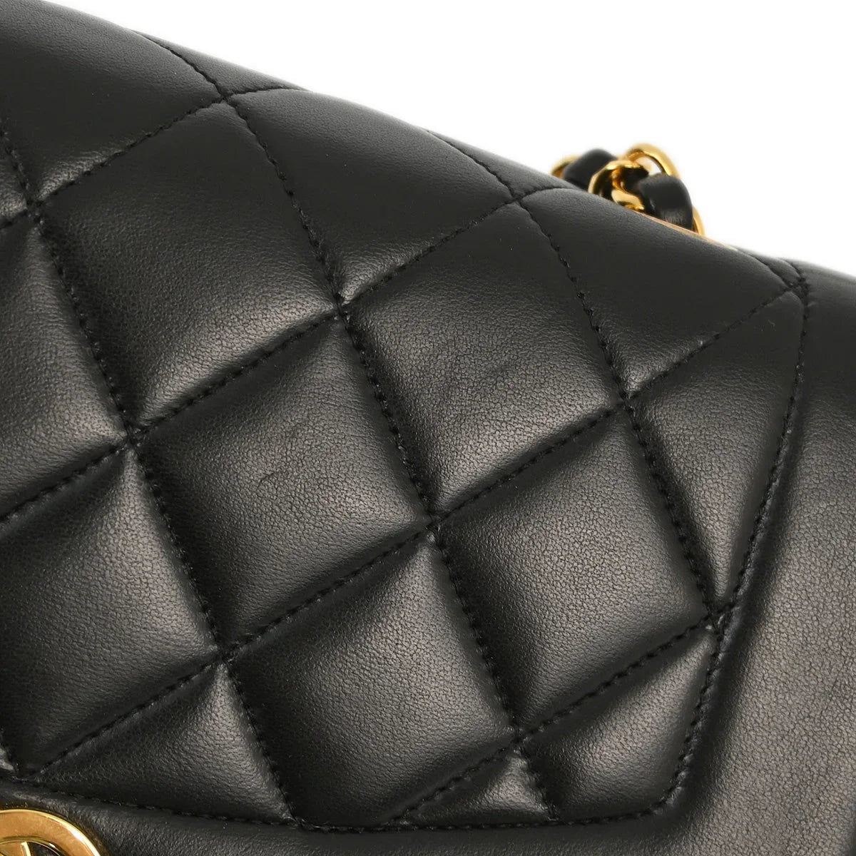 Chanel 1994-1996 Black Lambskin Small Diana Shoulder Bag