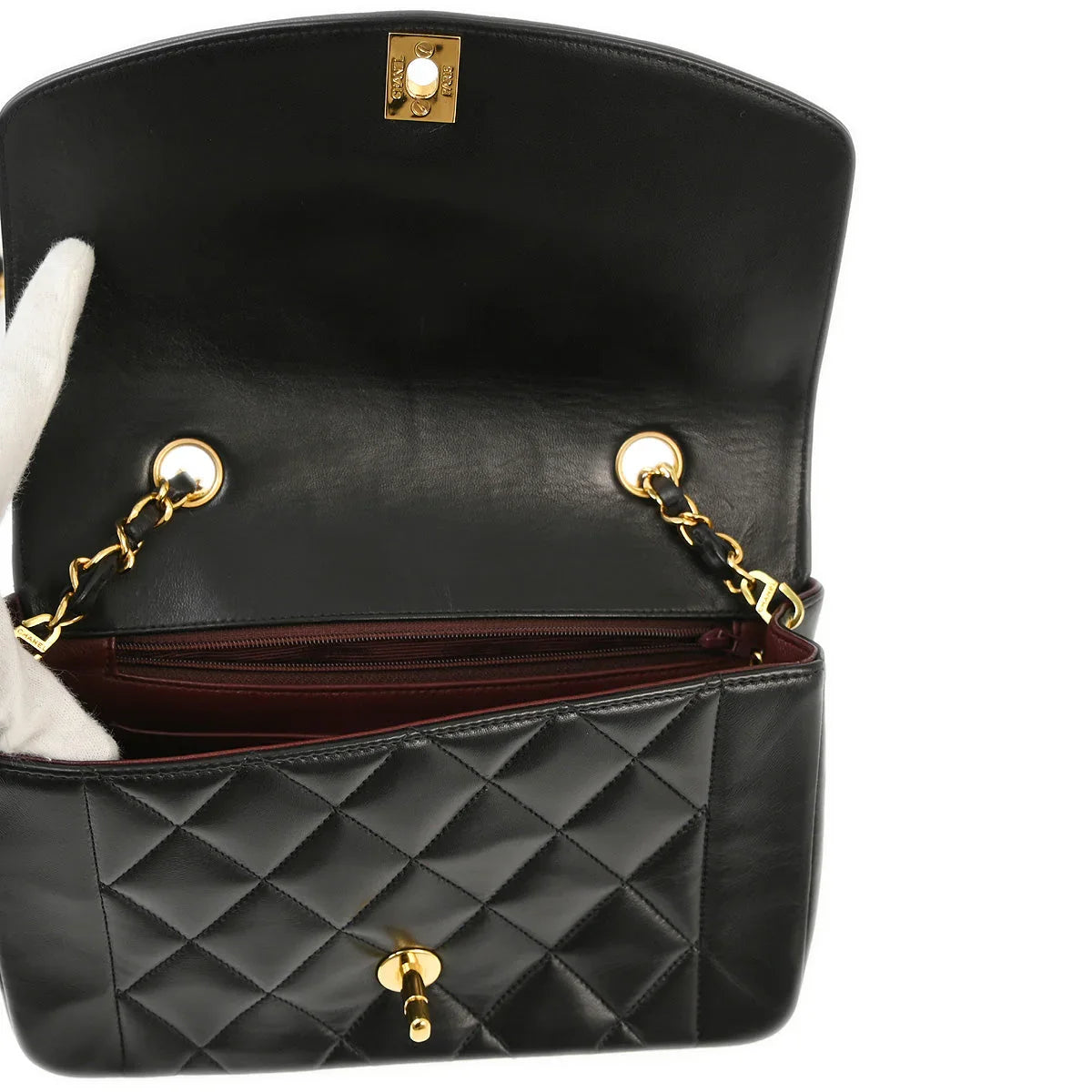 Chanel 1994-1996 Black Lambskin Small Diana Shoulder Bag