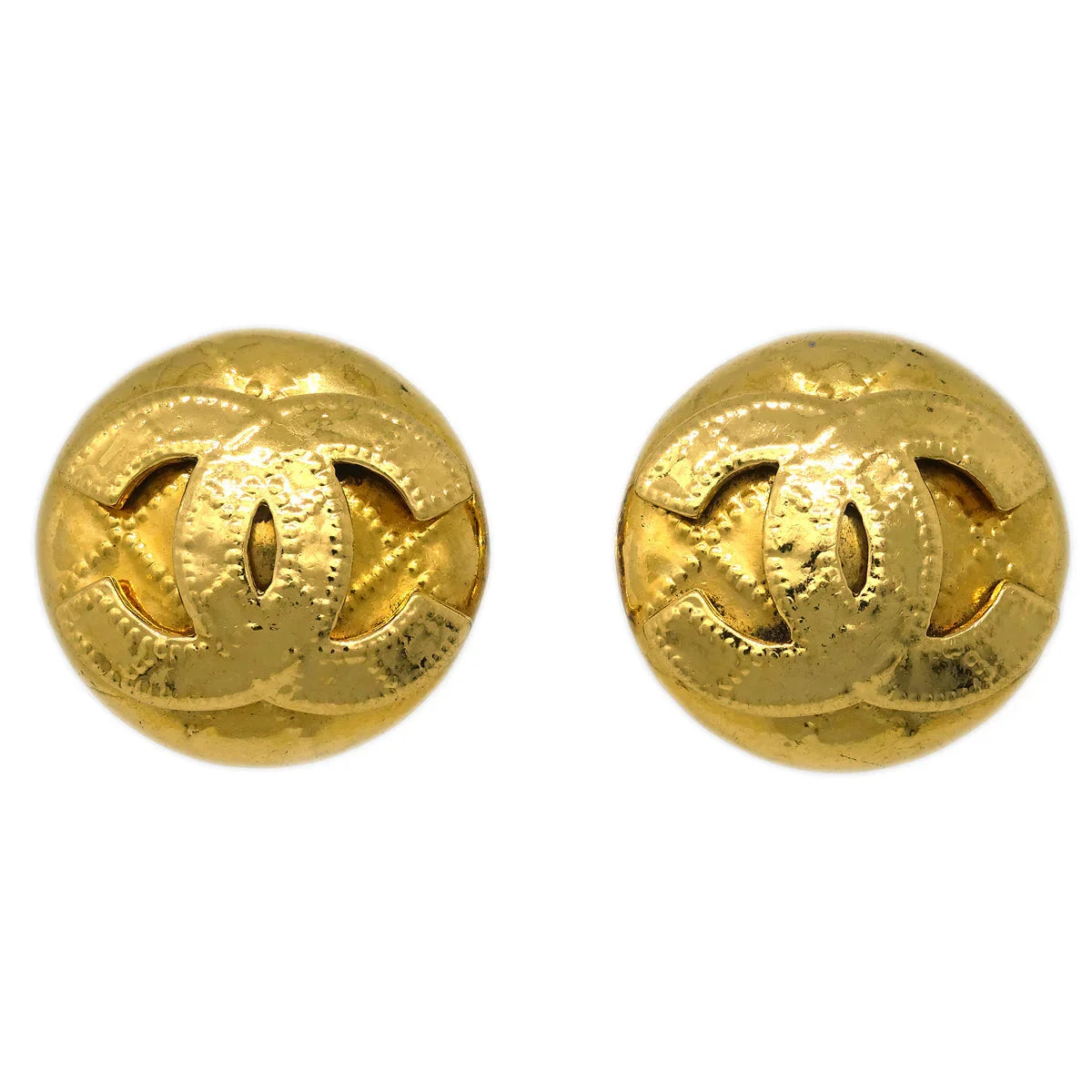 Chanel Button Earrings Clip-On Gold 94P