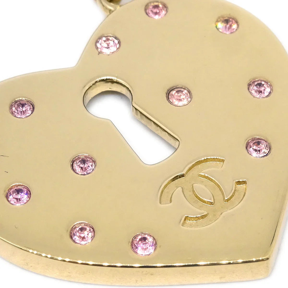 Chanel Heart Rhinestone Brooch Gold 02P