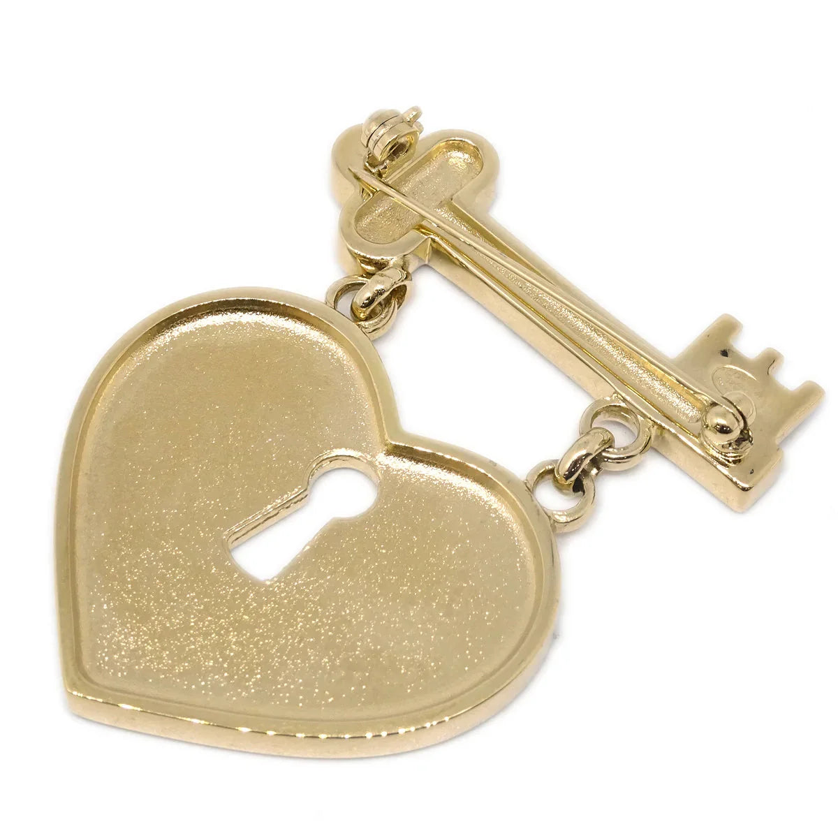 Chanel Heart Rhinestone Brooch Gold 02P