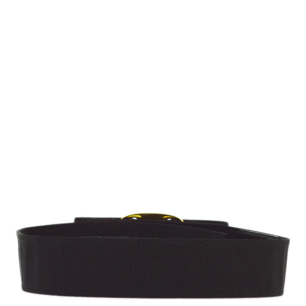美品　Salvatore Ferragamo ブラック ベルト 8046 S Salvatore Ferragamo Black Canvas Belt #XS 8046 Small Good
