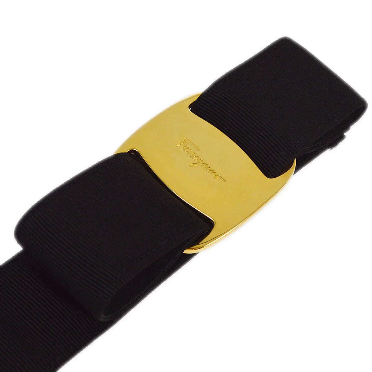 Salvatore Ferragamo Black Canvas Belt #XS 8046 Small Good