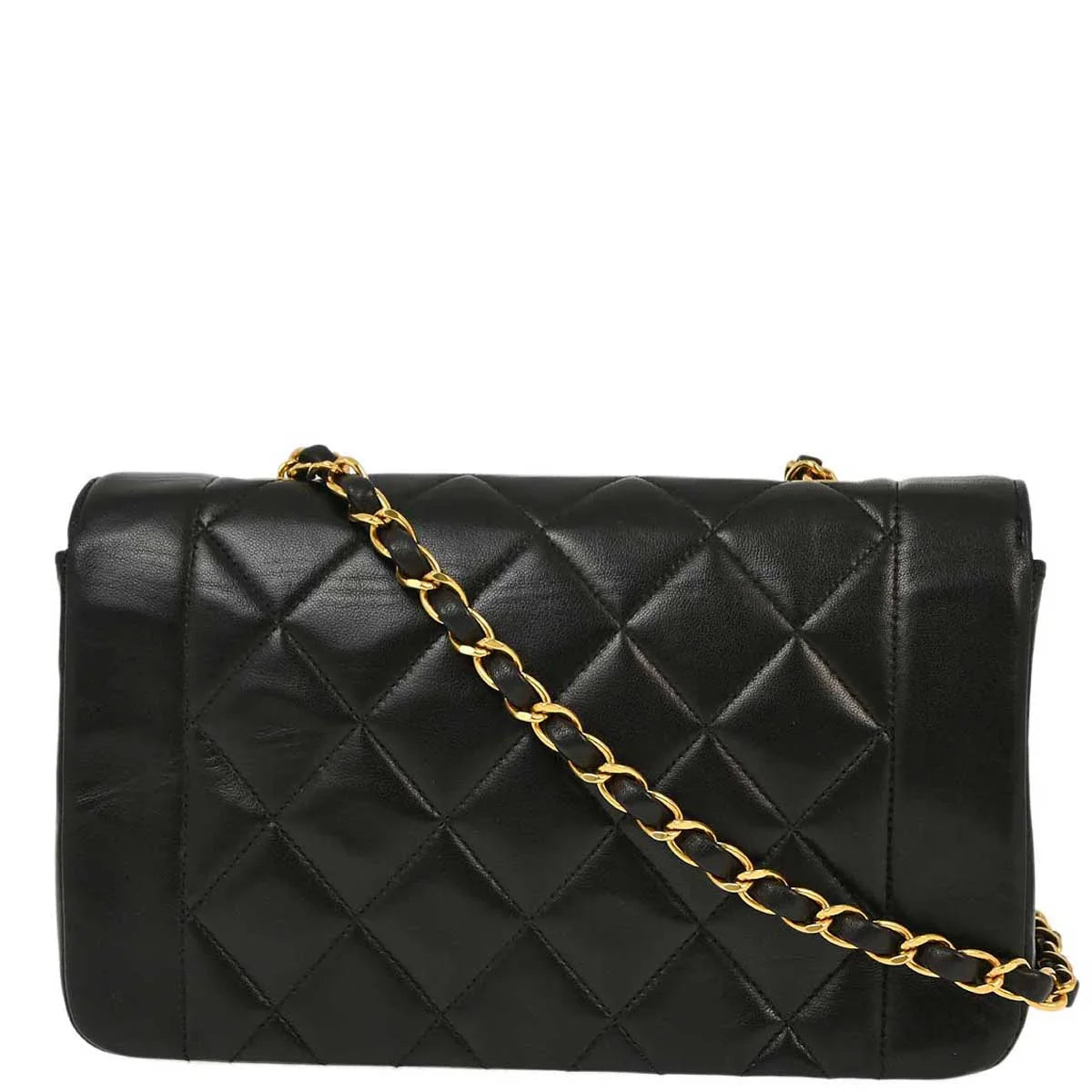 Chanel 1994-1996 Black Lambskin Small Diana Shoulder Bag