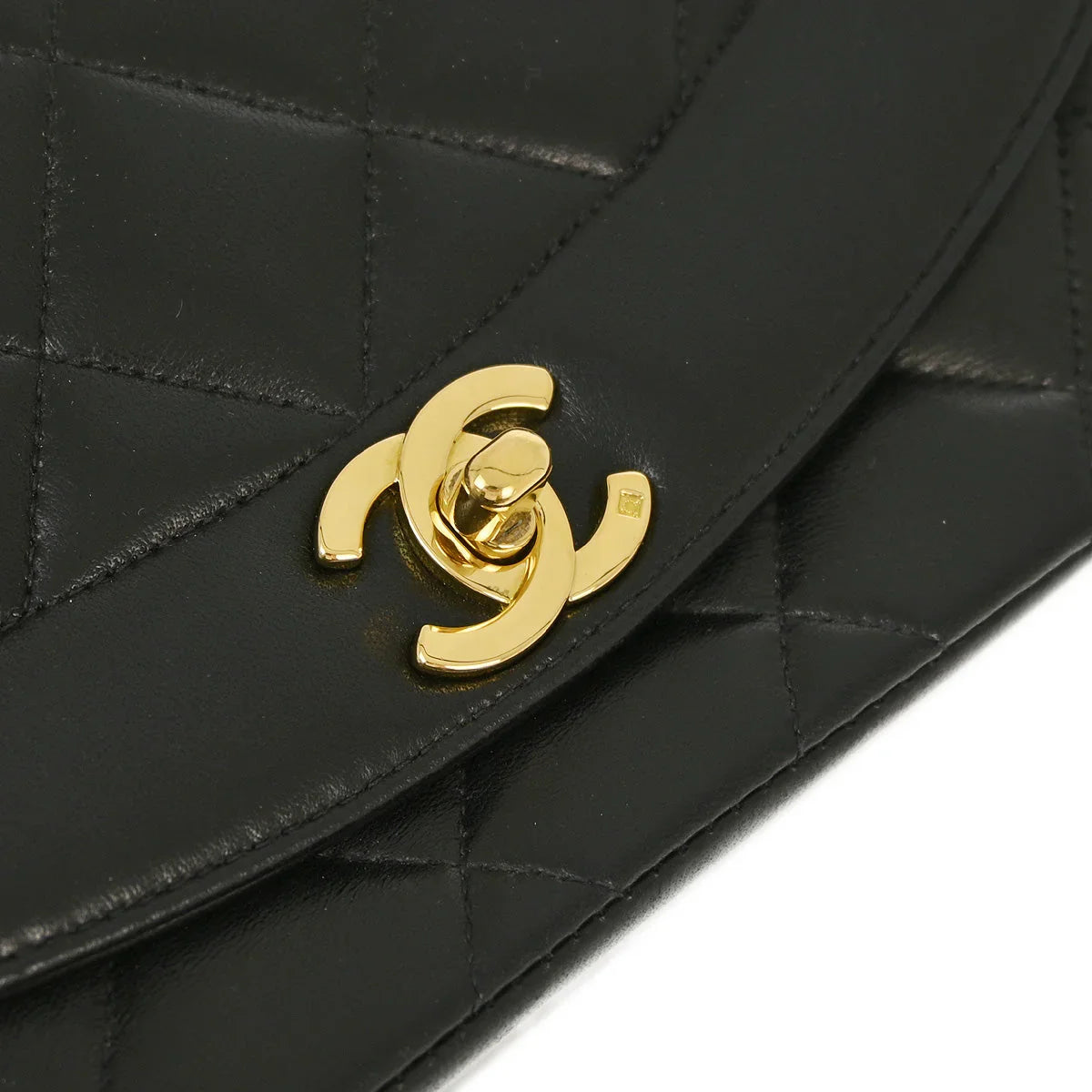 Chanel 1994-1996 Black Lambskin Small Diana Shoulder Bag