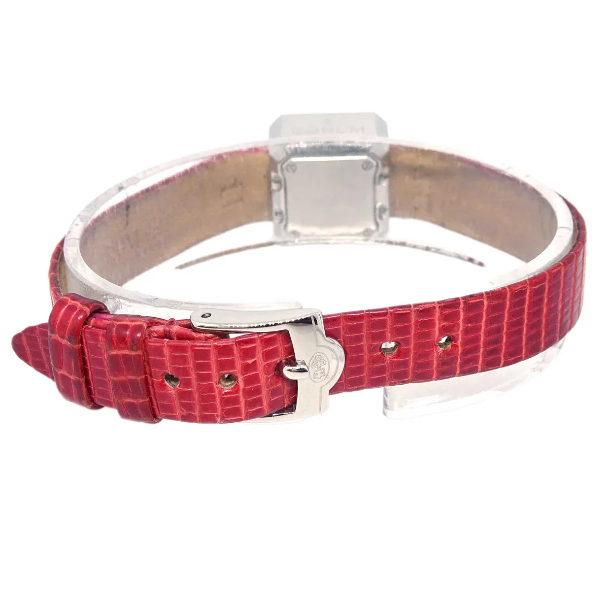 Corum * Sugar Cube Ref.137.424.47 Quartz Watch SS Diamond Red Lizard