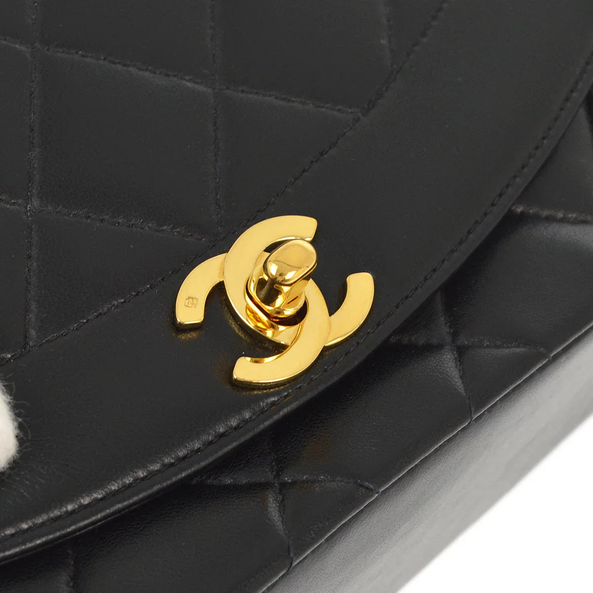 Chanel 1991-1994 Black Lambskin Small Diana Shoulder Bag