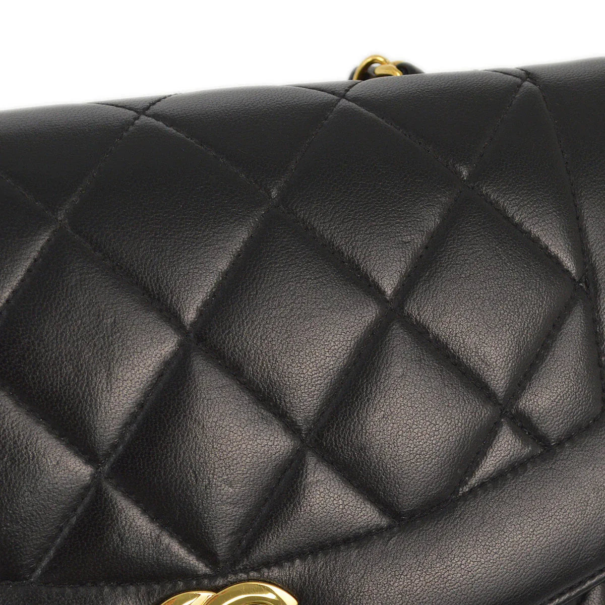 Chanel 1991-1994 Black Lambskin Small Diana Shoulder Bag