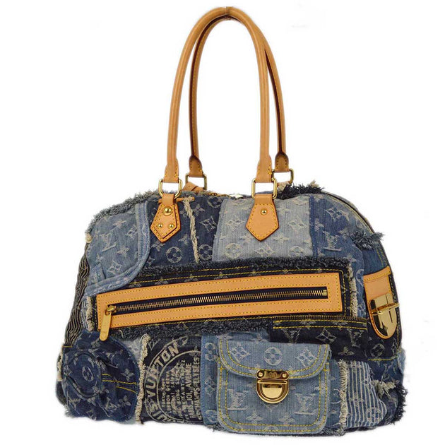 Louis Vuitton 2007 Blue Monogram Denim Patchwork Bowly Handbag M95376 –  AMORE Vintage Tokyo