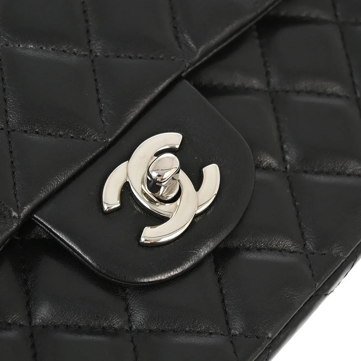 Chanel 2009-2010 Black Lambskin East West Shoulder Bag