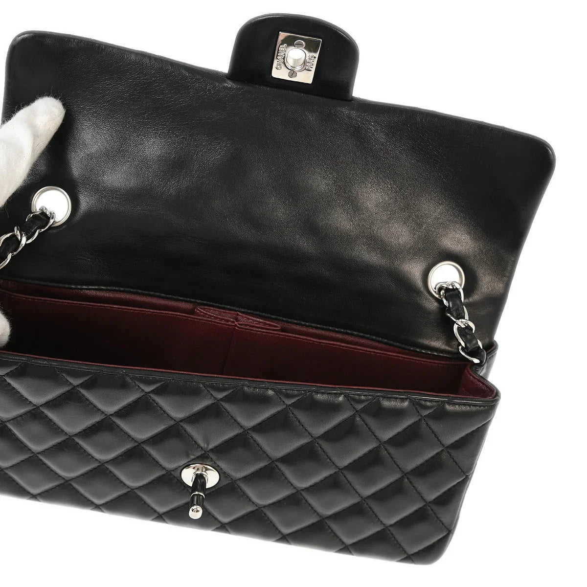Chanel 2009-2010 Black Lambskin East West Shoulder Bag