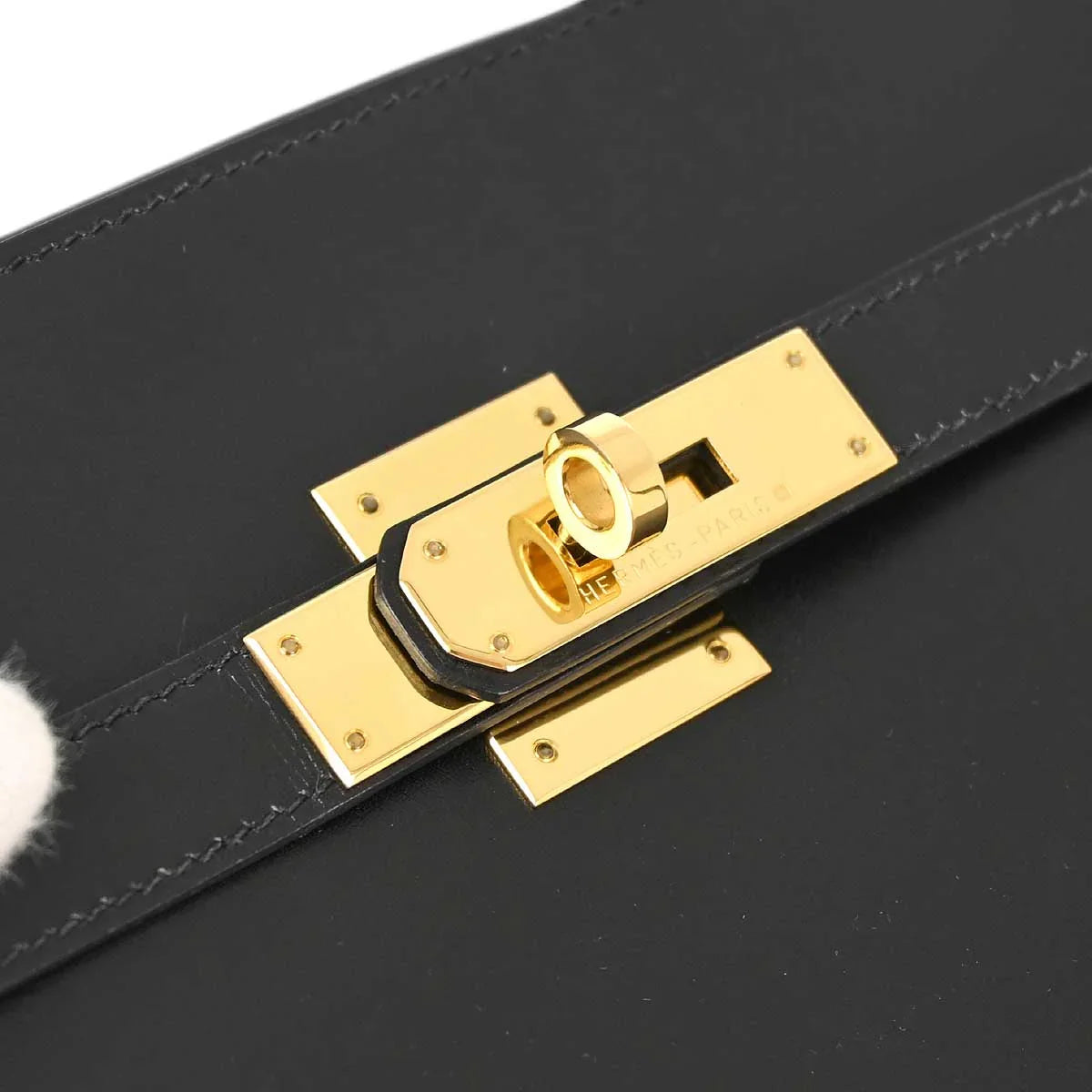 Hermes * 1996 Black Box Calf Kelly Sport MM Shoulder Bag