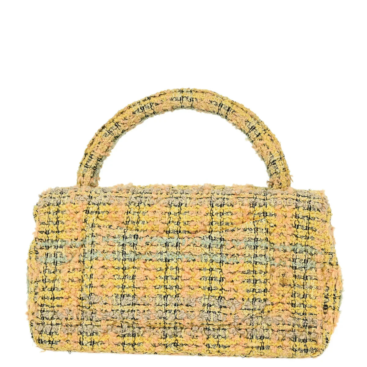 Chanel Yellow Tweed Classic Single Flap 2 in 1 Hand Bag Set