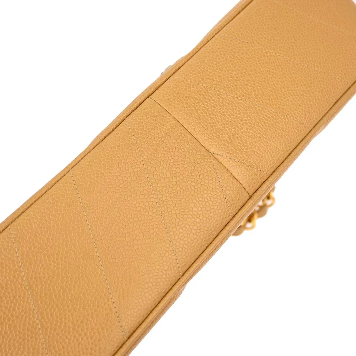 Chanel 1994-1996 Beige Caviar Chevron Chain Shoulder Bag