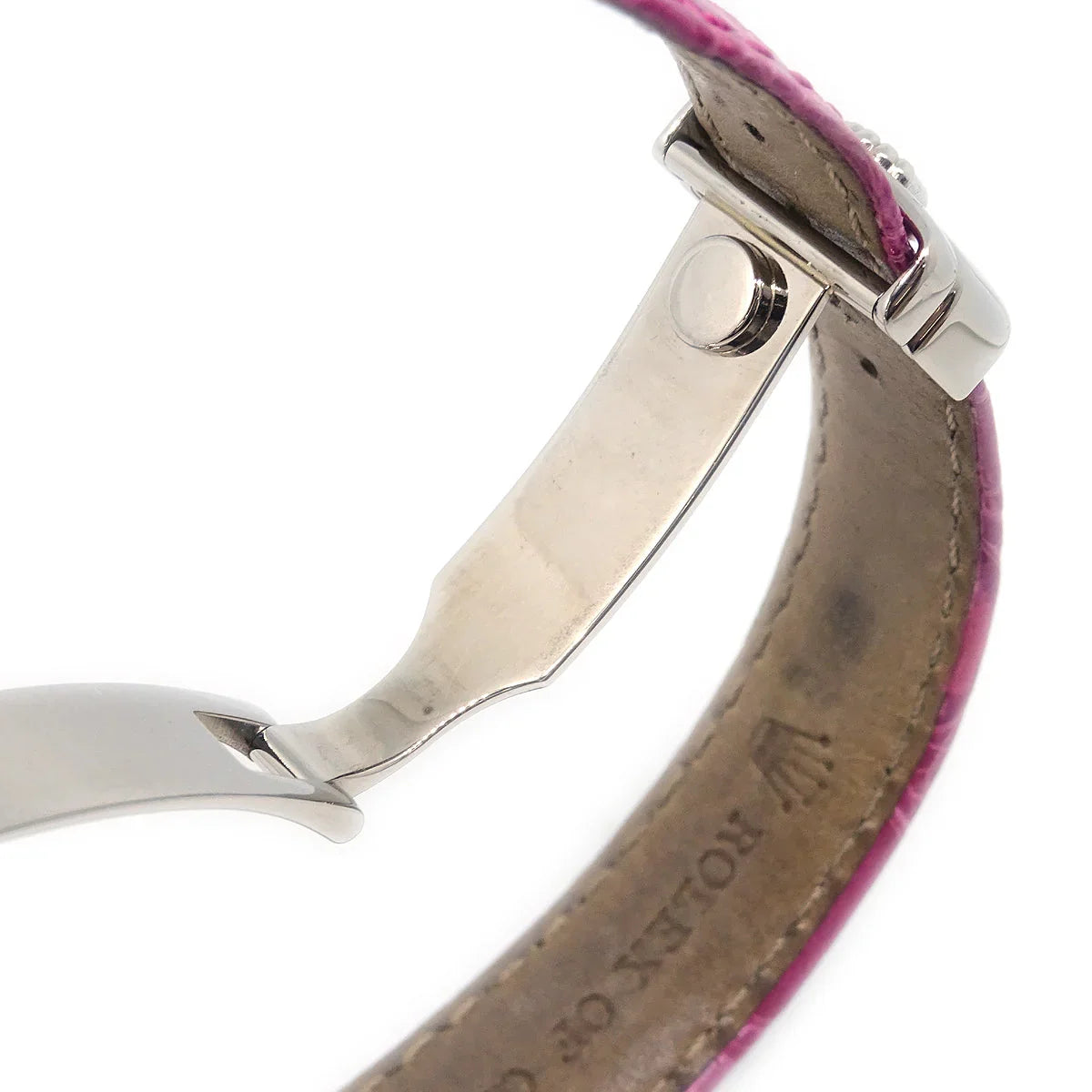 Rolex* Cellini Ref.6692 Quartz Watch 18KWG Diamond Pink Crocodile