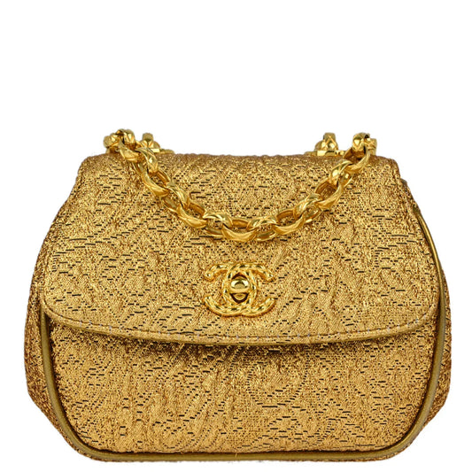 Chanel 1991-1994 Gold Nishijin-ori Shoulder Bag