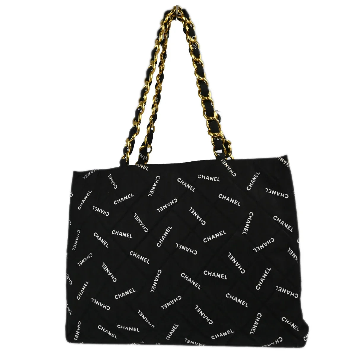 Chanel 1994-1996 Black Canvas Shoulder Tote Bag