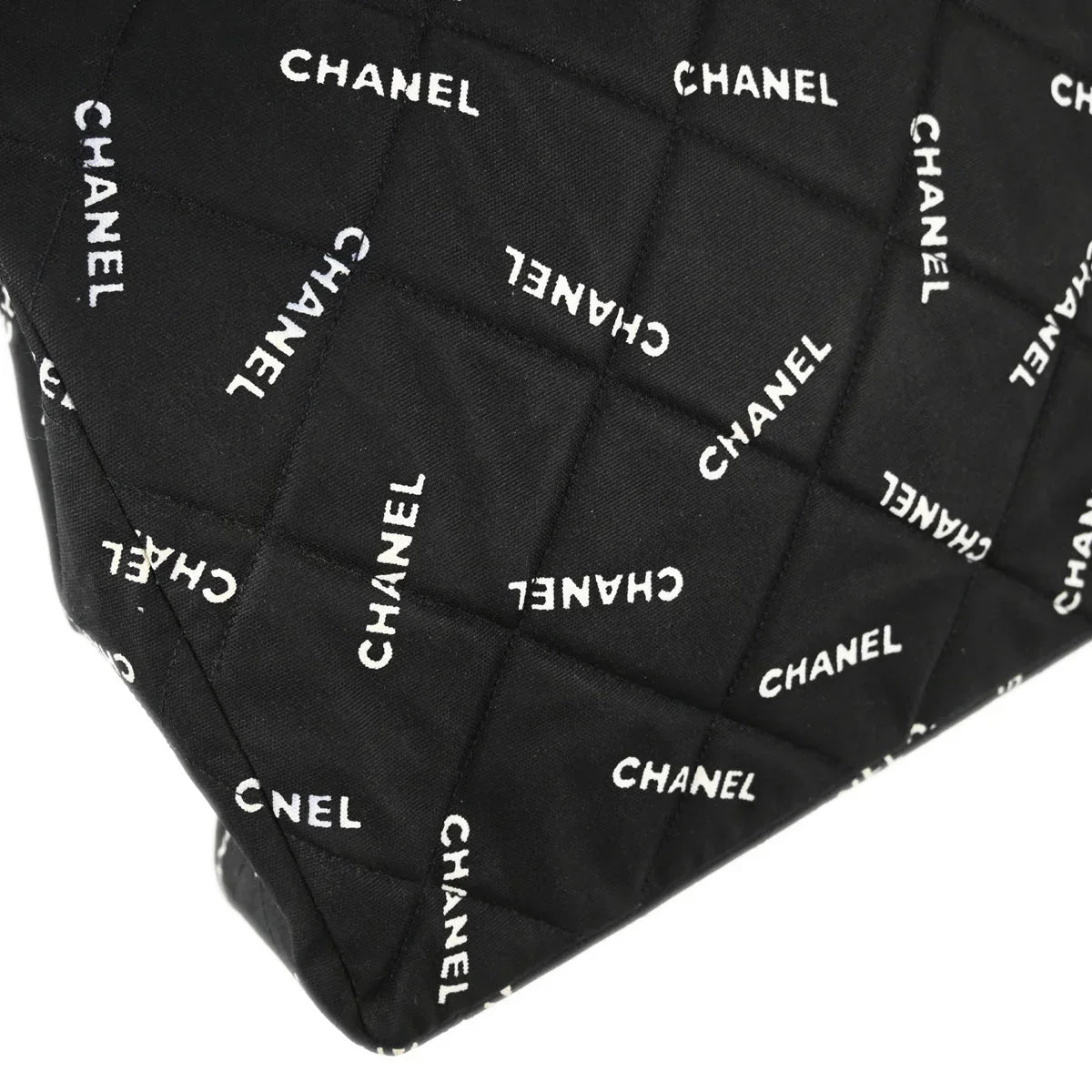 Chanel 1994-1996 Black Canvas Shoulder Tote Bag