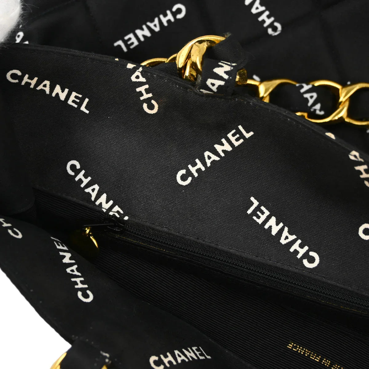 Chanel 1994-1996 Black Canvas Shoulder Tote Bag