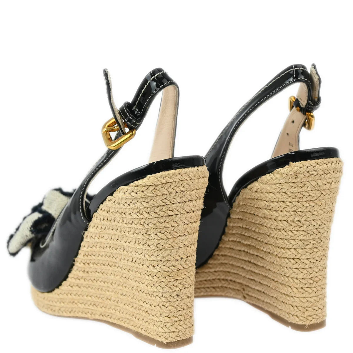 Prada * Ribbon Sandals Wedge Shoes #37