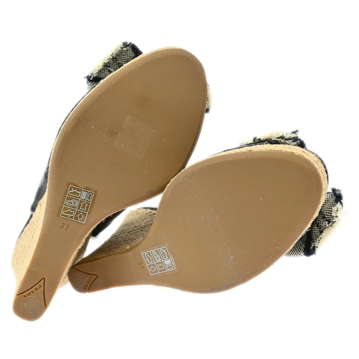 Prada * Ribbon Sandals Wedge Shoes #37
