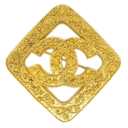 Chanel Rhombus Brooch Pin Gold 94A
