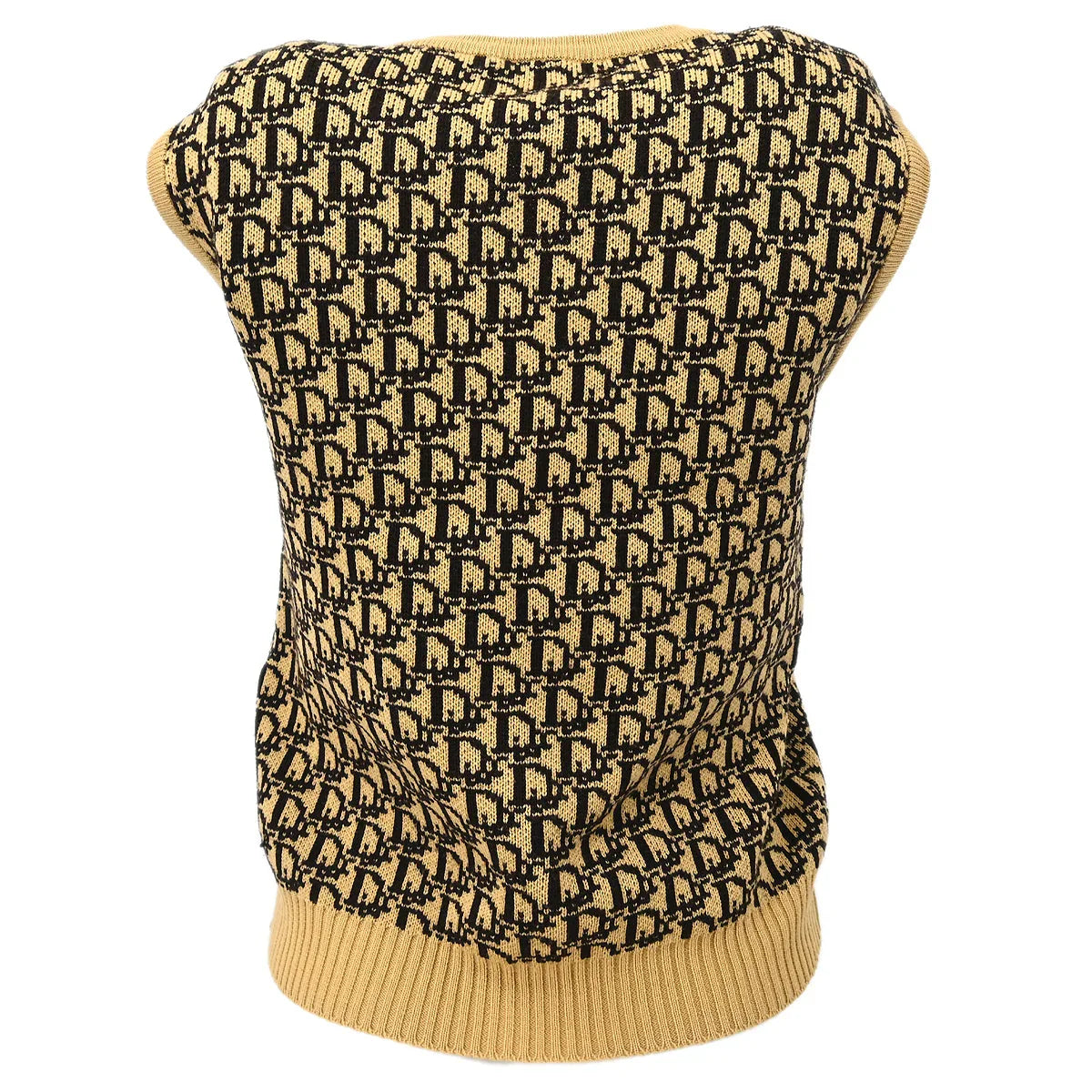 Christian Dior Sleeveless Vest Sweater Top Beige #M