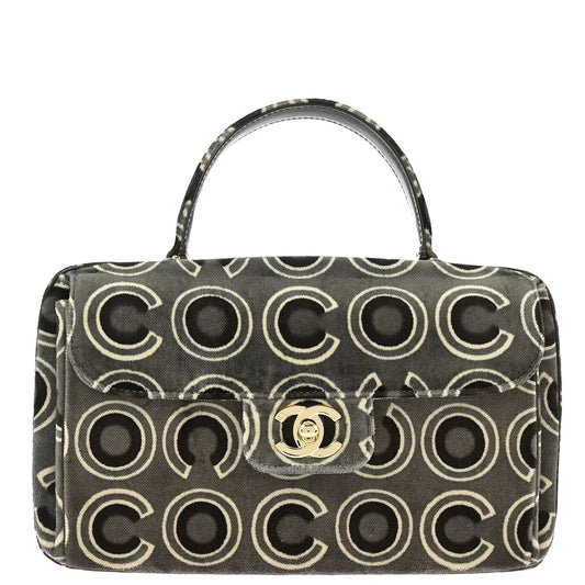Chanel 2002-2003 Gray Velvet COCO Handbag