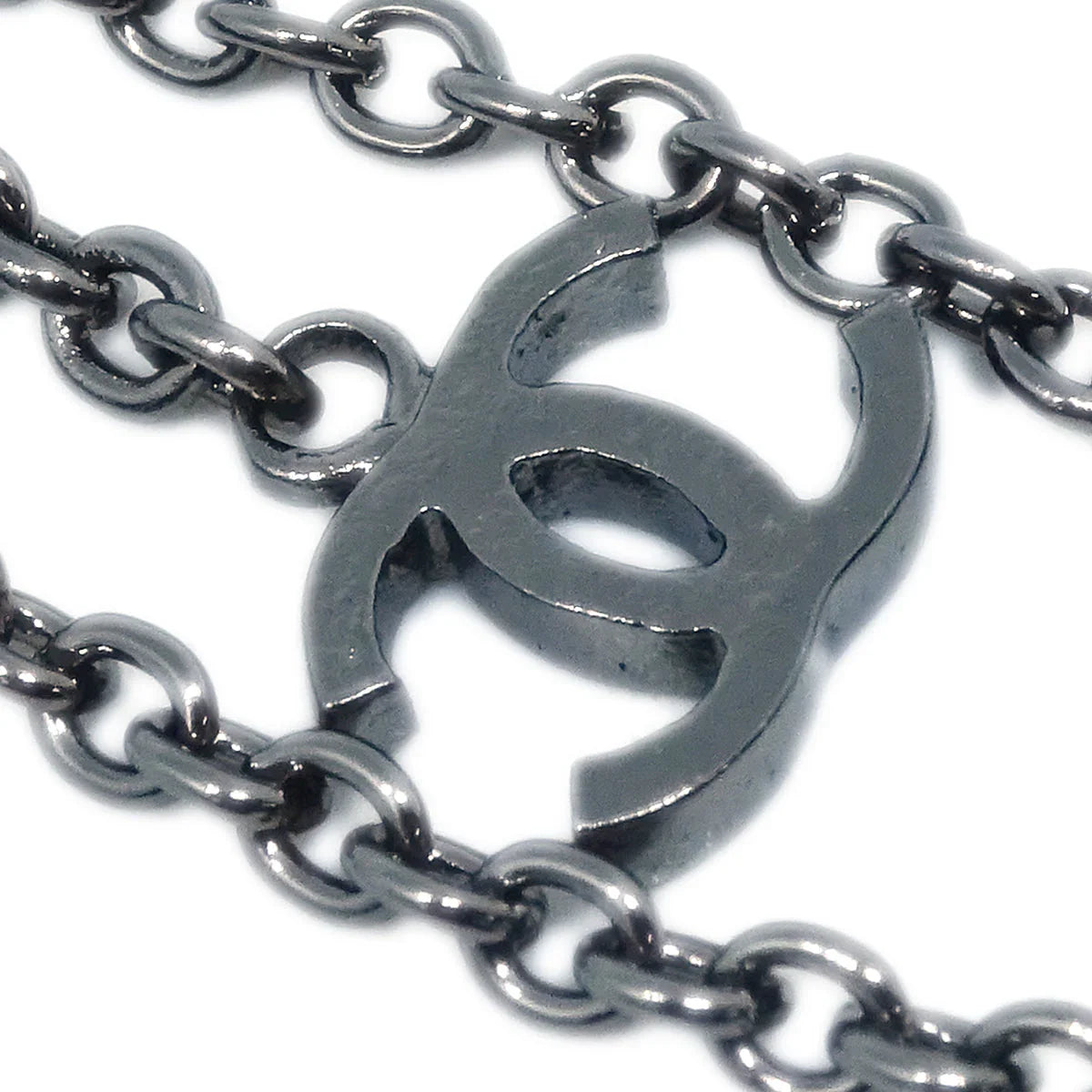 Chanel Fringe Chain Necklace Silver 02A
