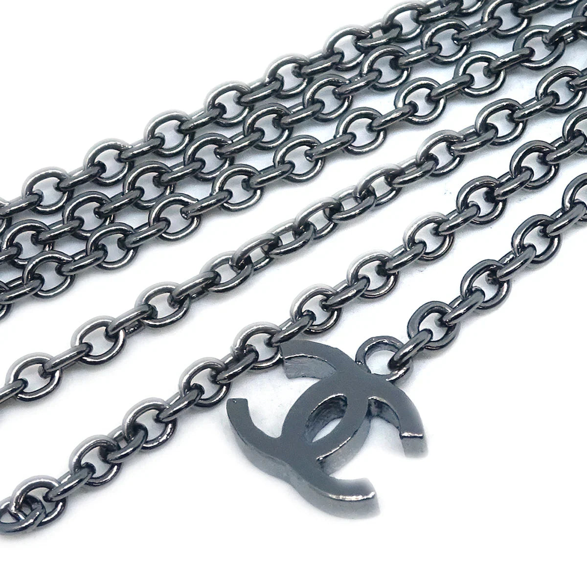 Chanel Fringe Chain Necklace Silver 02A