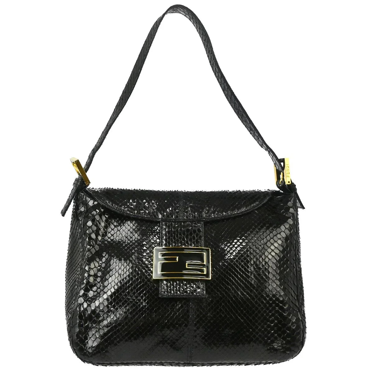 Fendi 2003* Black Python Mamma Baguette Handbag