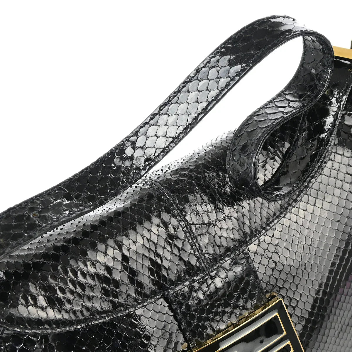 Fendi 2003* Black Python Mamma Baguette Handbag