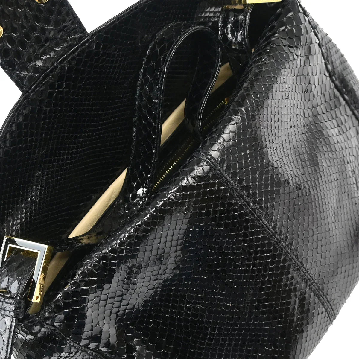 Fendi 2003* Black Python Mamma Baguette Handbag