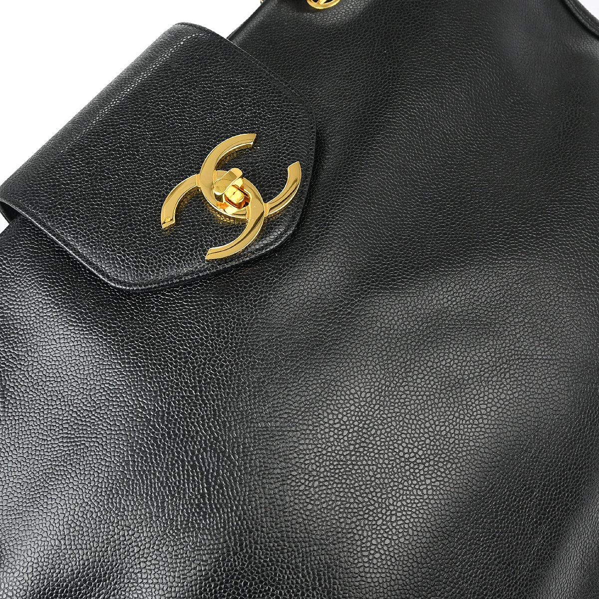 Chanel 1996-1997 Black Caviar Supermodel Shoulder Bag