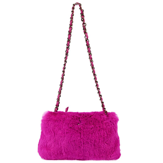 Chanel 2000-2001 Rabbit Fur Chain Shoulder Bag